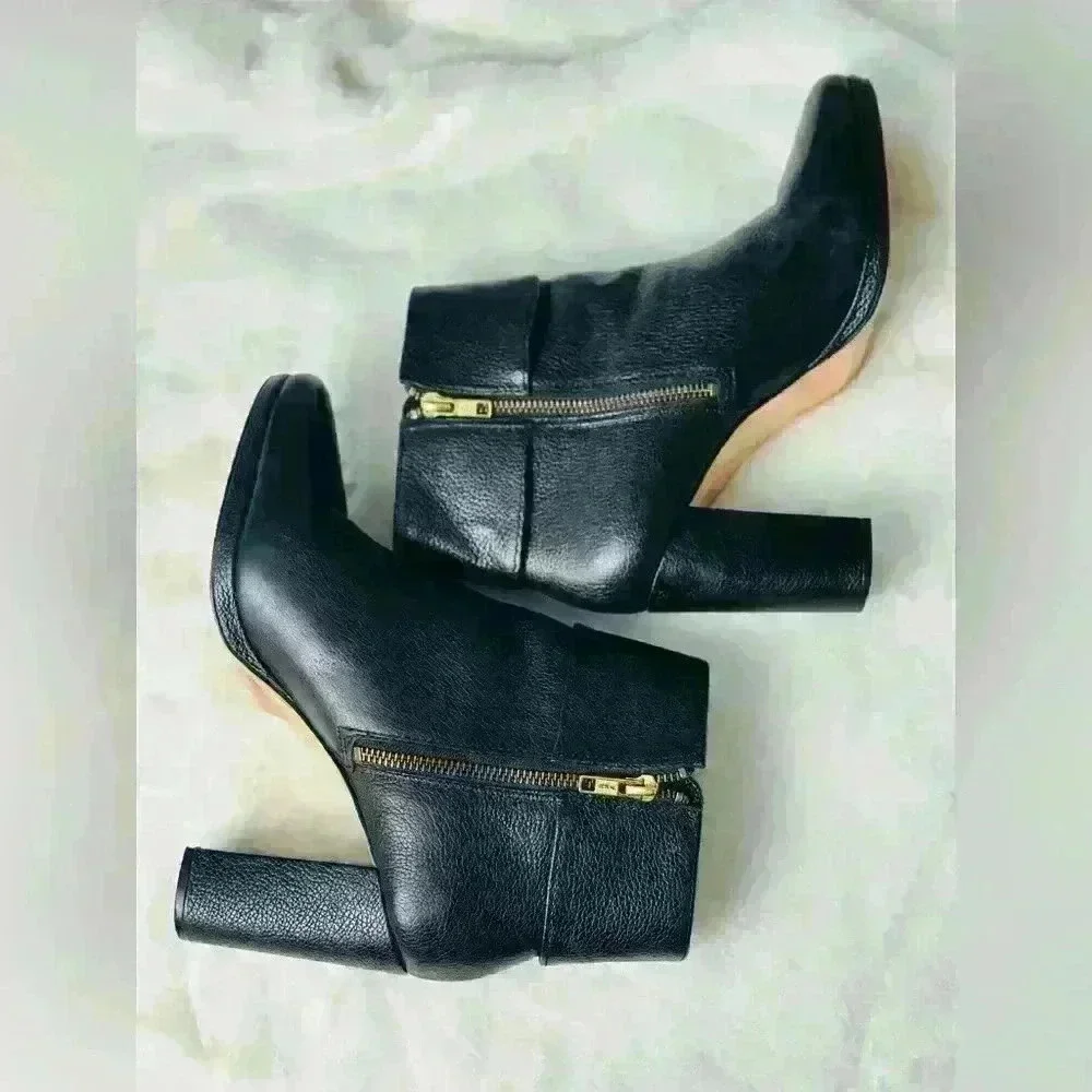 Kate Spade New York Bridgette Black Leather Heeled Ankle Booties Size 9M